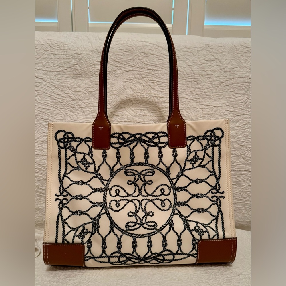 Tory Burch Ella Printed Nylon and Leather Tote Bag